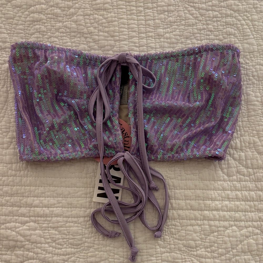 Sequin Lavender Tube Top